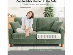 DripeX Sofá Escandinavo|Sofá de terciopelo acanalado de 2 a 2 años, sofá derecha acolchado moderno grande con asientos adicionales de 56 cm - 2 cojines - 178x76x89cm -