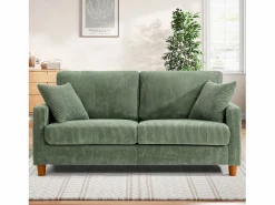 DripeX Sofá Escandinavo|Sofá de terciopelo acanalado de 2 a 2 años, sofá derecha acolchado moderno grande con asientos adicionales de 56 cm - 2 cojines - 178x76x89cm -