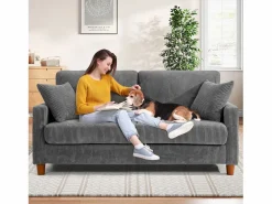 DripeX Sofá de terciopelo acanalado de 2 a 2 años, sofá derecha acolchado moderno grande con asientos adicionales de 56 cm - 2 cojines - 178x76x89cm - Gris Clearance