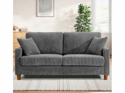 DripeX Sofá de terciopelo acanalado de 2 a 2 años, sofá derecha acolchado moderno grande con asientos adicionales de 56 cm - 2 cojines - 178x76x89cm - Gris New