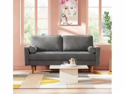Sofá de terciopelo de 2 salones modernos, reposabrazos acolchados, madera maciza, madera blanda, 143x77x86cm^DripeX