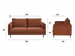 Sofá de tres plazas de terciopelo YORK - Amplia comodidad y diseño moderno^SENHO