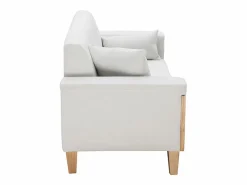 Miliboo Sofá diseño 3 plazas roto patas madera FJORD Blanco New