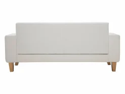 Miliboo Sofá diseño 3 plazas roto patas madera FJORD Blanco New