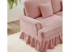 Sofá diseño brazos florales patas torneadas puf multifunción chenilla Rosa Best
