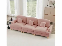 Sofá diseño brazos florales patas torneadas puf multifunción chenilla Rosa Best