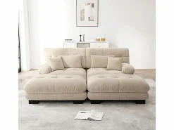 DripeX Sofá - 2 Plazas|Sofá esquina 2 plazas + 2 poufs - con 4 cojines - tejido felpa - 220x145x81cm