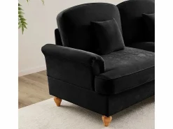 DripeX Sofá Esquina Modular 4 Plazas en L - Chenille - Funda Extraíble y Puf - 350x140x93cm - Negro