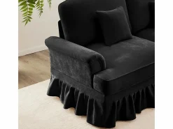 DripeX Sofá Esquina Modular 4 Plazas en L - Chenille - Funda Extraíble y Puf - 350x140x93cm - Negro
