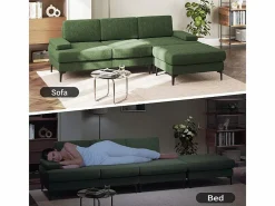 DripeX Sofá Esquinero 3 Plazas en Chenilla - con Puff - Carga Máx. 650kg - 244x146x83cm - Verde Hot