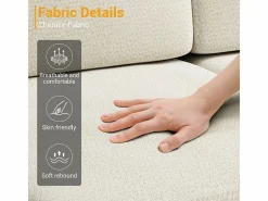 DripeX Sofá Esquinero 3 Plazas en Chenilla - con Puff - Carga Máx. 650kg - 244x146x83cm - Beige Discount