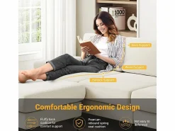 DripeX Sofá Esquinero 3 Plazas en Chenilla - con Puff - Carga Máx. 650kg - 244x146x83cm - Beige Discount