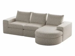 Sofá esquinero - Sofá de 3 plazas con 3 cojines y 2 reposacabezas - chenilla Beige Clearance