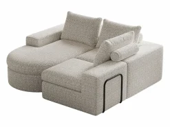 Sofá esquinero - Sofá de 3 plazas con 3 cojines y 2 reposacabezas - chenilla Beige Clearance