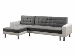 Habitat et jardin Sofá De Terciopelo|Sofá - 4 Plazas|Sofá esquinero convertible y reversible "Theo" - 4 plazas - Blanco y gris