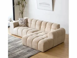 Concept-Usine Sofá esquinero de 3 plazas en terciopelo con chaise longue derecha - Cómodo y diseño Beige Discount