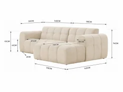 Concept-Usine Sofá esquinero de 3 plazas en terciopelo con chaise longue derecha - Cómodo y diseño Beige Discount