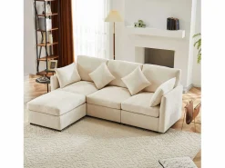 ModernLuxe Sofá Modular|Sofá esquinero de 3 plazas - con reposapiés modular - chenilla -