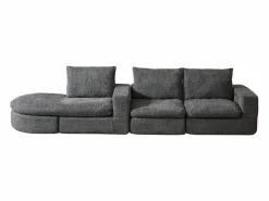 Hauss Spole Sofá esquinero de 3 plazas con chaise longue y 3 cojines - Tejido chenilla Gris Sale
