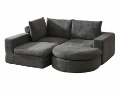 Hauss Spole Sofá esquinero de 3 plazas con chaise longue y 3 cojines - Tejido chenilla Gris Sale