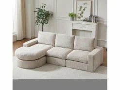 Sofá esquinero de 3 plazas con chaise longue y 3 cojines - Tejido chenilla^Hauss Spole Best