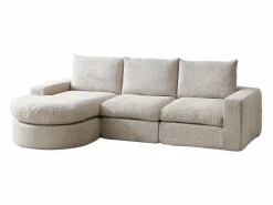 Sofá esquinero de 3 plazas con chaise longue y 3 cojines - Tejido chenilla^Hauss Spole Best