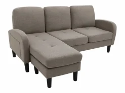 Merax Sofá esquinero de 3 plazas con chaise longue - 185 x 118 x 82 cm - tejido transpirable de algodón y lino - oscuro antiguo Gris Clearance