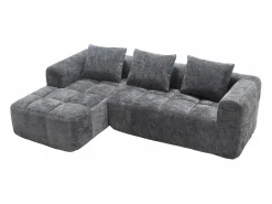 Sofá Rinconera|Sofá esquinero - Sofá recto con bolsillos de almacenamiento y 3 cojines - con chaise longue y reposabrazos