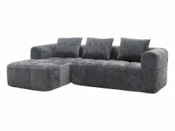 Sofá Rinconera|Sofá esquinero - Sofá recto con bolsillos de almacenamiento y 3 cojines - con chaise longue y reposabrazos