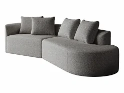 Sofá esquinero - Sofá de 4 plazas con 4 cojines decorativos y respaldo - chenilla Gris claro