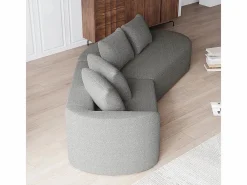 DripeX Sofá Esquinero Izquierdo Moderno Súper Grande 4 Plazas, con 4 Cojines, Chaise Longue Curva, Tejido Chenilla, Gris claro Discount