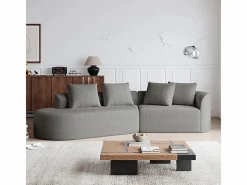 DripeX Sofá Esquinero Izquierdo Moderno Súper Grande 4 Plazas, con 4 Cojines, Chaise Longue Curva, Tejido Chenilla, Gris claro Discount