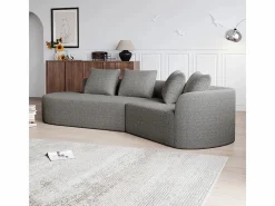 DripeX Sofá Esquinero Izquierdo Moderno Súper Grande 4 Plazas, con 4 Cojines, Chaise Longue Curva, Tejido Chenilla, Gris claro Discount