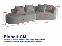 DripeX Sofá - 4 Plazas|Sofá Rinconera|Sofá Esquinero Izquierdo Moderno Súper Grande 4 Plazas, con 4 Cojines, Chaise Longue Curva, Tejido Chenilla,
