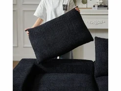 DripeX Sofá Esquinero Modular 3 Plazas, con Chaise Longue Curva Reversible, 3 Cojines y Almohadas Cervicales, Tejido Chenilla, Negro Sale
