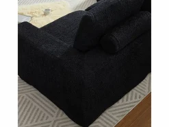 DripeX Sofá Esquinero Modular 3 Plazas, con Chaise Longue Curva Reversible, 3 Cojines y Almohadas Cervicales, Tejido Chenilla, Negro Sale