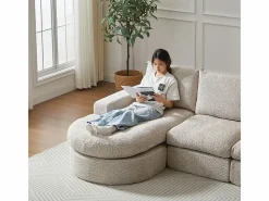 Sofá Esquinero Modular 3 Plazas, con Chaise Longue Curva Reversible, 3 Cojines y Almohadas Cervicales, Tejido Chenilla,^DripeX