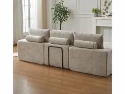 Sofá Esquinero Modular 3 Plazas, con Chaise Longue Curva Reversible, 3 Cojines y Almohadas Cervicales, Tejido Chenilla,^DripeX