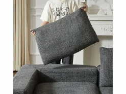 DripeX Sofá Esquinero Modular 3 Plazas, con Chaise Longue Curva Reversible, 3 Cojines y Almohadas Cervicales, Tejido Chenilla, Gris New