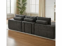 DripeX Sofá Esquinero Modular 3 Plazas, con Chaise Longue Curva Reversible, 3 Cojines y Almohadas Cervicales, Tejido Chenilla, Gris New