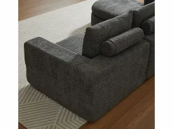 DripeX Sofá Esquinero Modular 3 Plazas, con Chaise Longue Curva Reversible, 3 Cojines y Almohadas Cervicales, Tejido Chenilla, Gris New