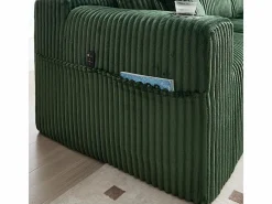 Sofá Esquinero Modular 3 Plazas, de Pana, con Portavasos, Cojines y Bolsillos Laterales, Chaise Longue 118cm,^DripeX Sale