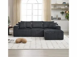 DripeX Sofás Club|Sofá Esquinero Modular 3 Plazas, de Pana, con Portavasos, Cojines y Bolsillos Laterales, Chaise Longue 118cm,