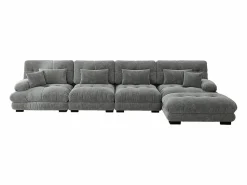 KOMHTOM Conjunto Sofás|Sofá esquinero modular, cuatro plazas, con reposapiés extraíble, tejido chenilla,