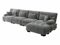 KOMHTOM Conjunto Sofás|Sofá esquinero modular, cuatro plazas, con reposapiés extraíble, tejido chenilla,