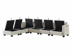 Hauss Spole Sofá esquinero modular de 6 plazas con 6 compartimentos de almacenaje - Tejido chenilla Beige New
