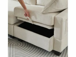 Hauss Spole Sofá esquinero modular de 6 plazas con 6 compartimentos de almacenaje - Tejido chenilla Beige New