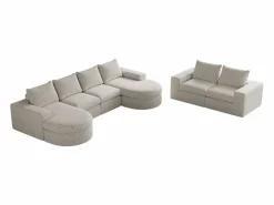 Sofá esquinero modular de 6 plazas con chaise longue - Tejido chenilla - No requiere montaje^Hauss Spole New