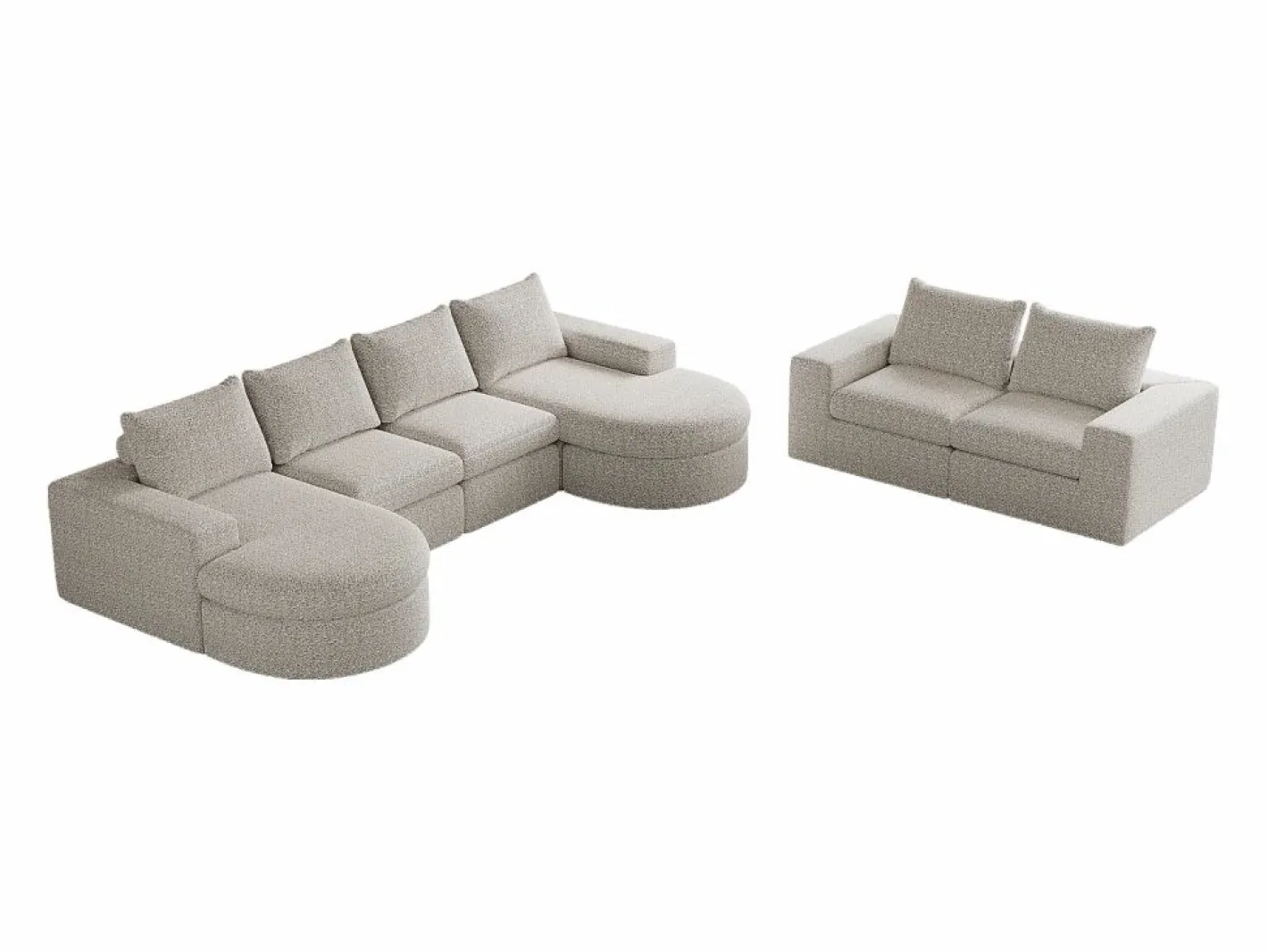 Sofá esquinero modular de 6 plazas con chaise longue - Tejido chenilla - No requiere montaje^Hauss Spole New