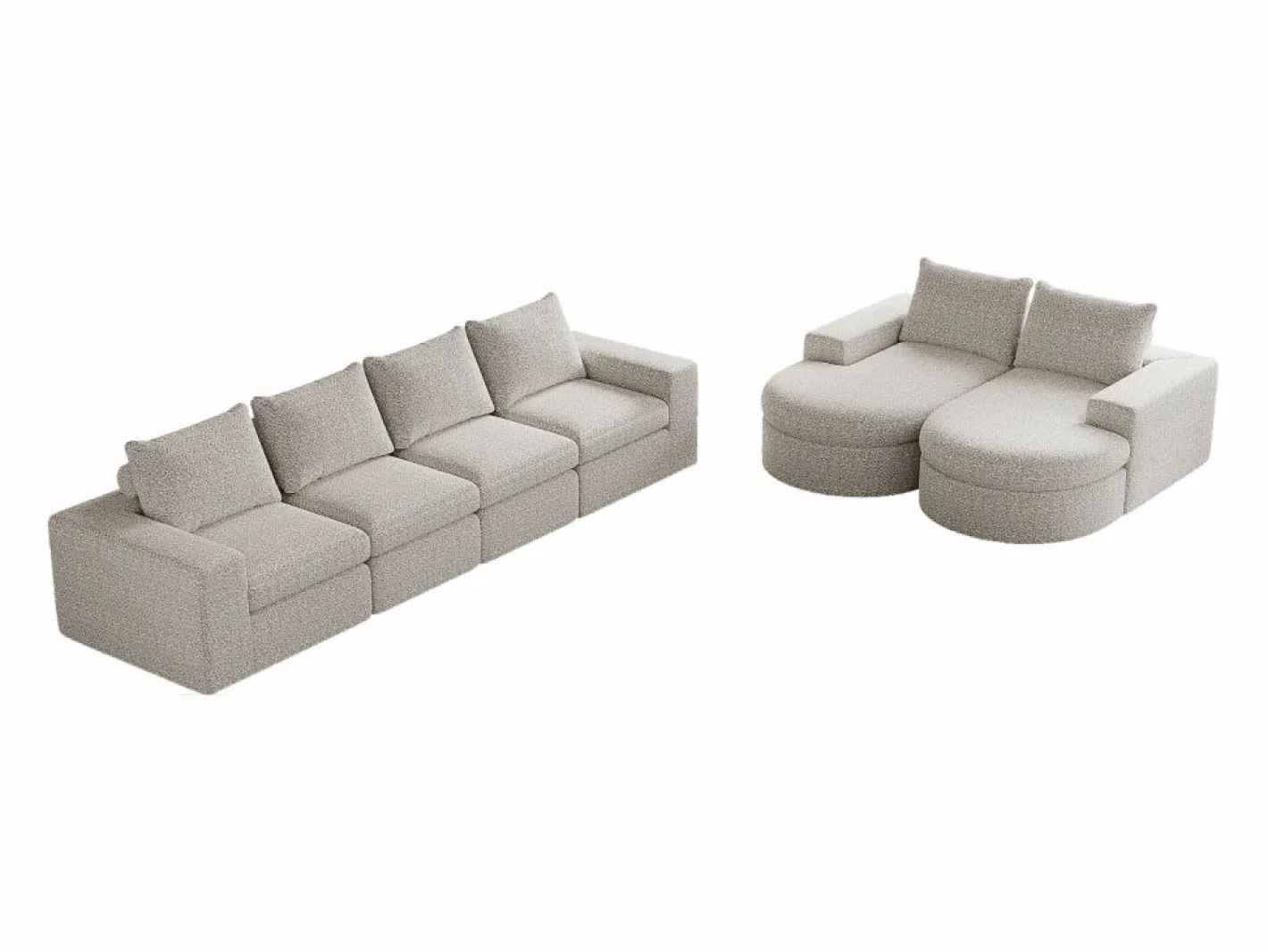 Sofá esquinero modular de 6 plazas con chaise longue - Tejido chenilla - No requiere montaje^Hauss Spole New
